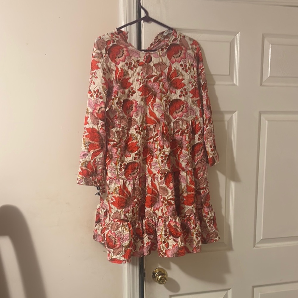 Zara Red and White Bishop Sleeve Sundress